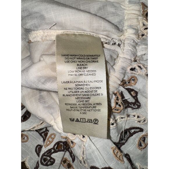 By Anthropologie Eyelet Blouse SIZE XS neutral color Beige Brown Romantic Boho - Picture 4 of 5